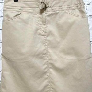 Beige thin knee-length skirt